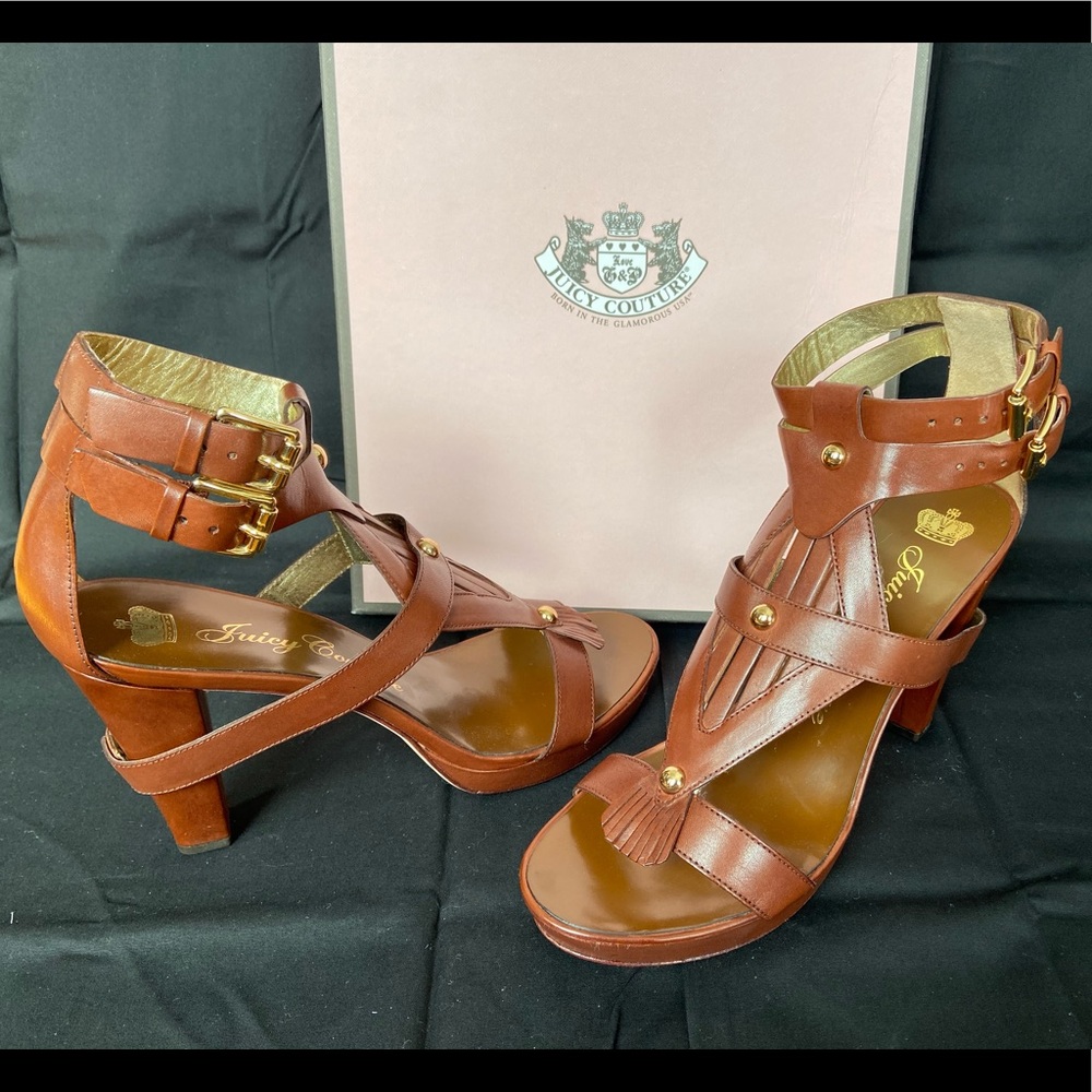 Juicy Couture Brown Leather Strap Shoes - NEW